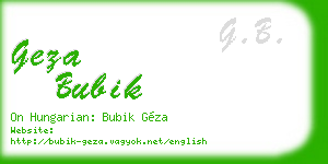 geza bubik business card