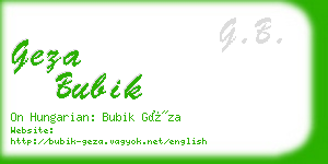 geza bubik business card